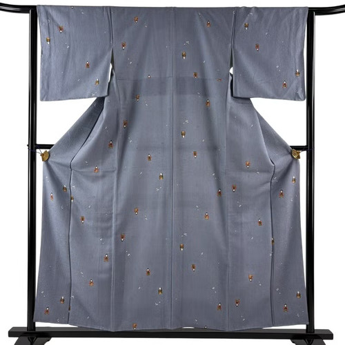 Kimono giapponese komon grigio - kimono,