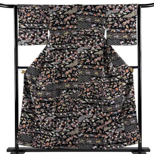 Kimono giapponese komon nero - giapponese,