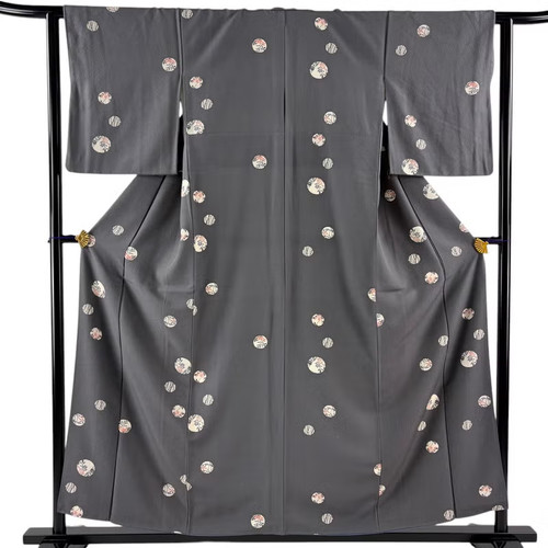 Kimono giapponese komon grigio - komon,